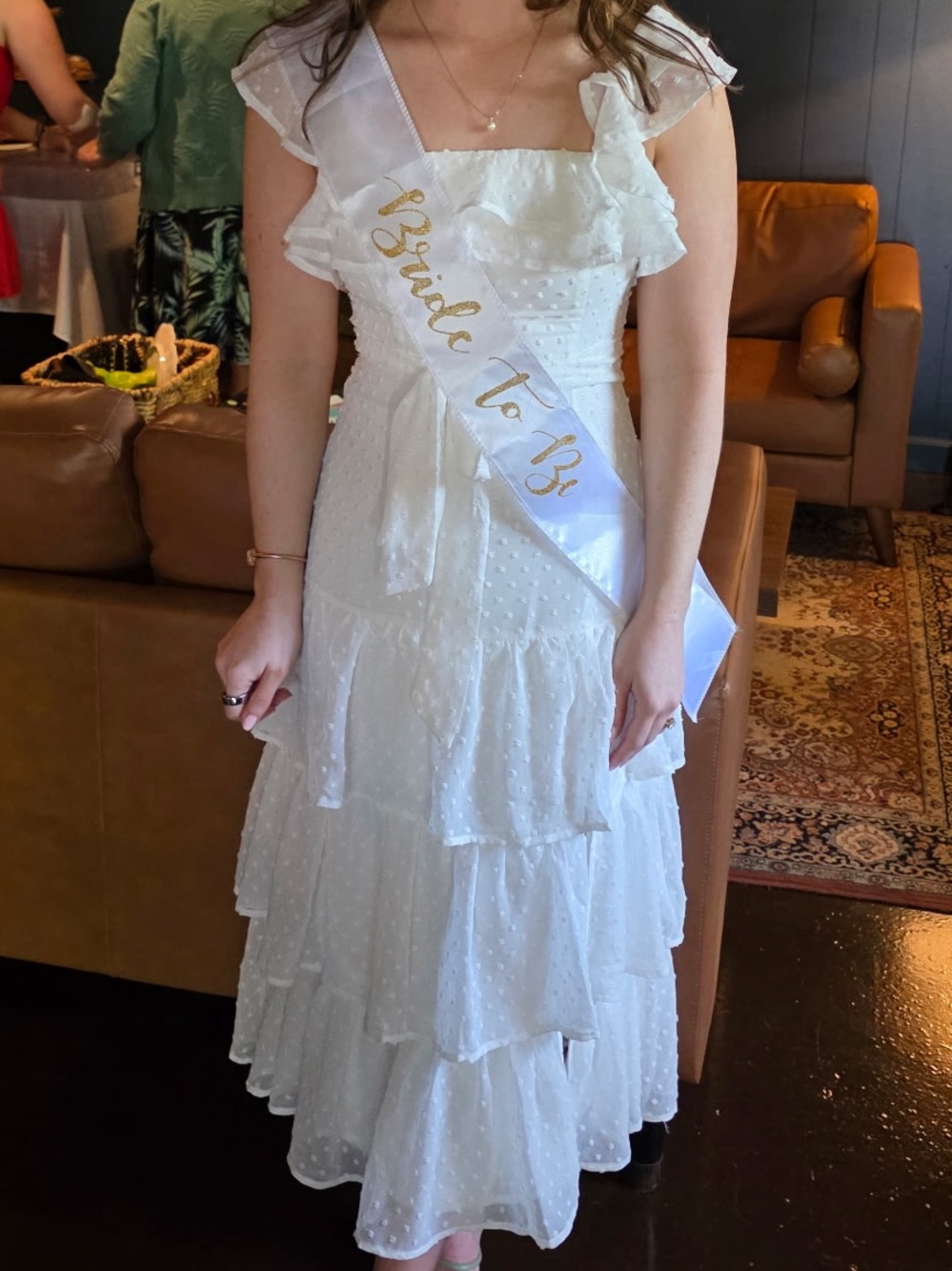 Lulu's White Ruffled Maxi Dress with Flutter Sleeves